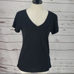 NWT West Loop Simple Black V Neck T Shirt Basic Neutral Everyday Staple New Cute